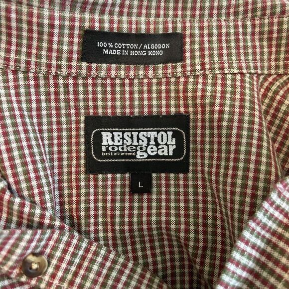 Resistol Rodeo Gear Mens Large Burgundy & Green Western Cowboy Button Up Shirt - Picture 4 of 10